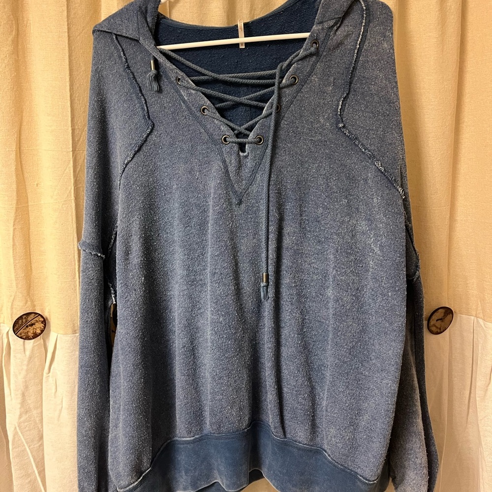 Blue Distressed Hoodie